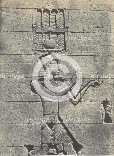 Nubie. Kalabscheh. Sculptures de la Facade postérieure du Temple, 1850. Creator: Maxime du Camp.