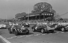 Aston Martin DB3S, Stirling Moss on grid at Goodwood International Sports Car Race 1956. Creator: Unknown.