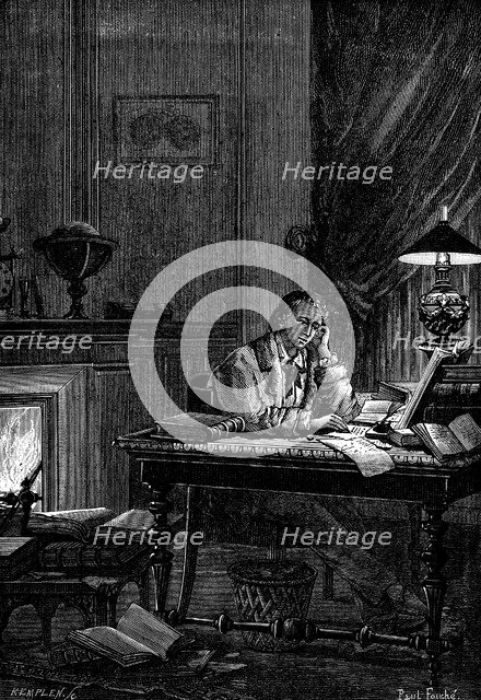 UJJ Leverrier, French astronomer calculating the position of the planet Neptune in 1846 (1881). Artist: Unknown