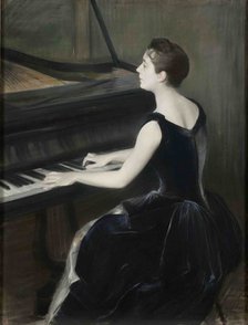 Portrait of the pianist Léontine Bordes-Pène (1858-1924), 1889-1890. Creator: Blanche, Jacques-Émile (1861-1942).