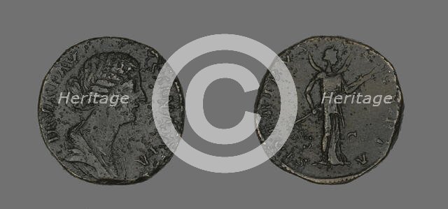 Sestertius (Coin) Portraying Empress Faustina, 176. Creator: Unknown.
