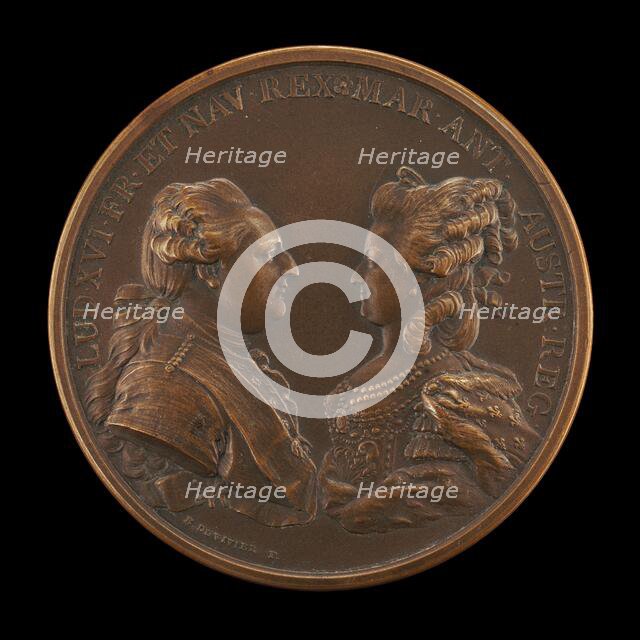 Louis XVI, 1754-1793, and Marie-Antoinette, 1755-1793..., [obverse], 1781. Creator: Benjamin Duvivier.