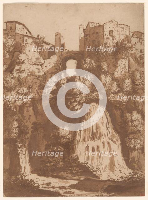 View of Tivoli with the Bridge Over the Anio Waterfall, 1620. Creator: Cornelis van Poelenburgh.