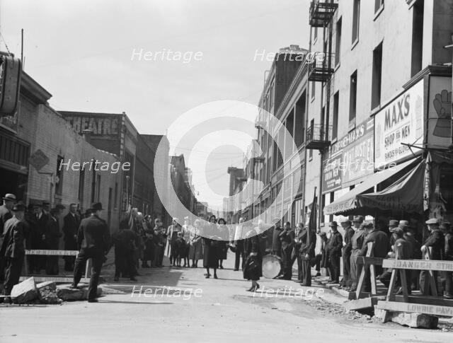 General view of army and crowds, Salvation Army, San Francisco, California, 1939. Creator: Dorothea Lange.