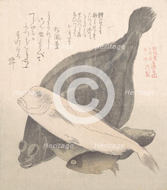 Flounder and Other Fishes, 19th century. Creator: Kubo Shunman.