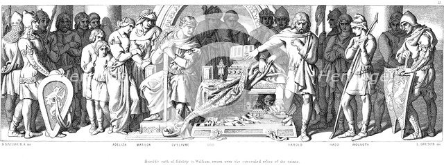 King Harold swears allegiance to William of Normandy, c1866. Artist: Daniel Maclise
