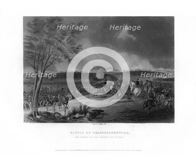 Battle of Chancellorsville, fought from April 30th to May 6th, 1863 (1862-1867).Artist: John R Chapin