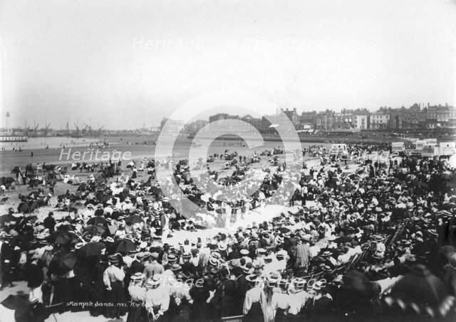 Holiday crowds at Margate, Kent, 1890-1910. Artist: Unknown