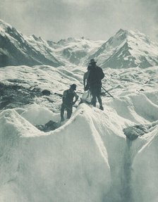 On the Tasman Glacier, Mt Cook district. From the album: Record Pictures of New Zealand, 1920s. Creator: Harry Moult.