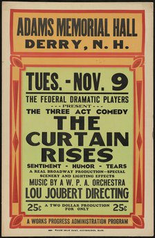 The Curtain Rises, Derry, NH, [193-]. Creator: Unknown.