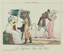 Les Invisibles en tête-à-tête (Tête-à-Tête with Poke Bonnets), c. 1805. Creator: Unknown.