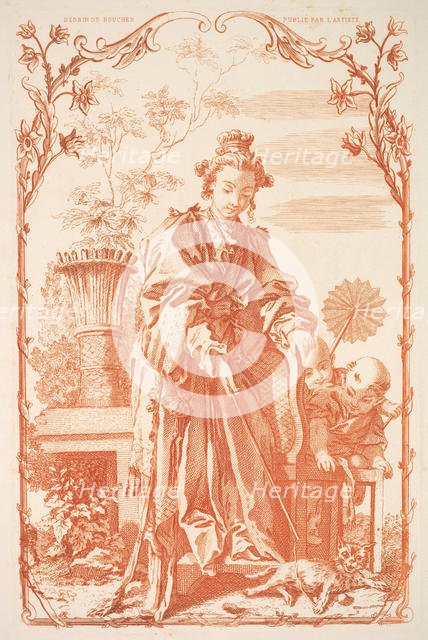 Woman Playing with a Cat, 19th century. Creator: Unknown.