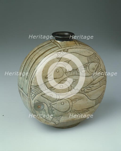 Flask with Fish, Korea, Joseon dynasty (1392-1910), 15th century. Creator: Unknown.