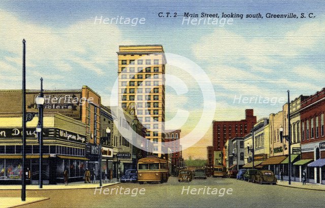 Main Street, Greenville, South Carolina, USA, 1944. Artist: Unknown
