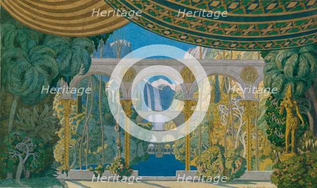 The Gardens of Chernomor. Stage design for the opera Ruslan and Ludmila by M. Glinka, 1913. Artist: Bilibin, Ivan Yakovlevich (1876-1942)