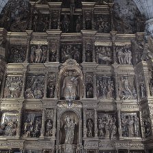 Detail of the main altarpiece dedicated to Saint Antolin and with scenes from the life of Christ,…