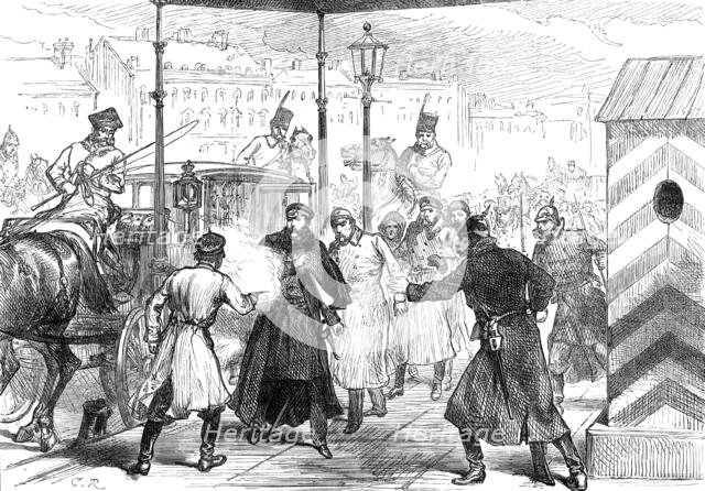 Attempt on the life of Count Loris Melikoff, 1880. Creator: C. R..
