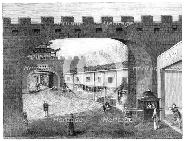 Street within the City Walls, Canton - from a drawing by a Chinese artist, 1857. Creator: Unknown.