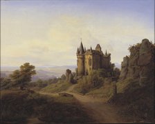 Büresheim [sic] Castle on the Eifel River, 1838. Creator: Frederik Hansen Sodring.