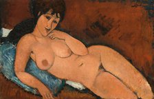 Nude on a Blue Cushion, 1917. Creator: Amadeo Modigliani.
