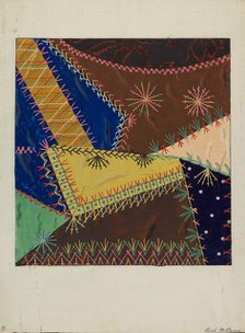 Crazy Quilt, c. 1940. Creator: Ruth M Barnes.