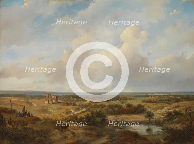 View of the Dunes with the Ruins of Brederode Castle near Santpoort, 1844. Creator: Andreas Schelfhout.