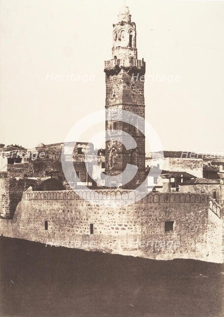 Jérusalem, Minaret de l'ancienne mosquée d'Abd-es-Samed, 1854. Creator: Auguste Salzmann.