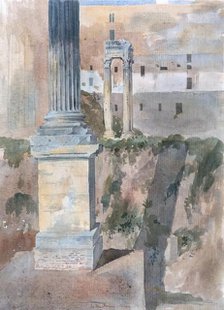 In the Forum, Rome, 1824. Creator: James William Giles.