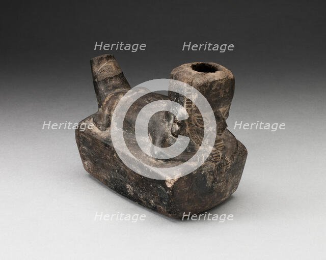 Vessel in the Form of a Flute-Player Laying atop Rectangle Shape, A.D. 1000/1400. Creator: Unknown.