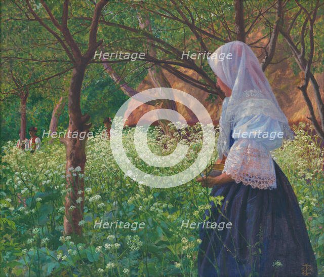 Girl in a Folk Costume, 1914. Creator: Ivan Zabota.