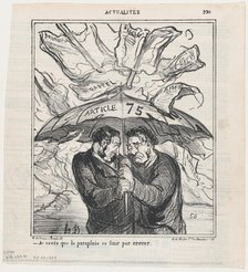 Je crois que la parapluie va finir par crever, 1869. Creator: Honore Daumier.