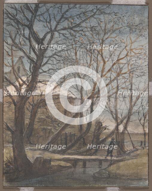 Winter Landscape with a Man Crossing, c.1660. Creator: Anthonie Waterloo.