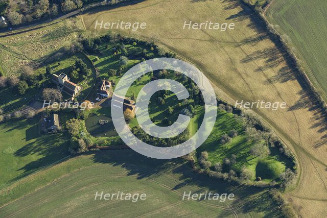 The Hills, the earthwork remains of a castle, homestead moat and church, Bedfordshire, 2022. Creator: Damian Grady.