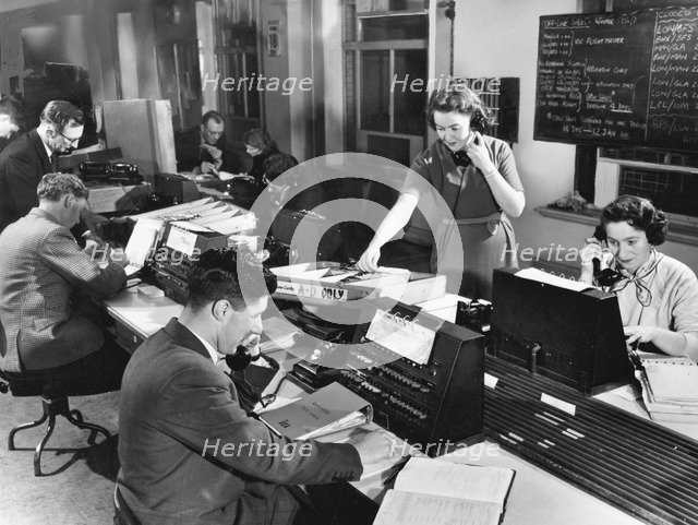 Telephone switchboard, 1956. Artist: Unknown