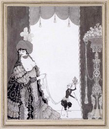 The Lady with the Monkey, 1897. Creator: Beardsley, Aubrey  .