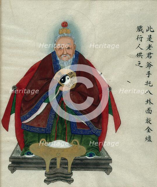 Kau Jun, the 'venerable gentleman', wearing traditional costume, holding the..., 1800-1899. Creator: Unknown.