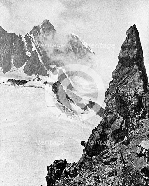 Mont Maudit as seen from the Aiguille Marbrees, the Alps, early 20th century. Artist: Unknown