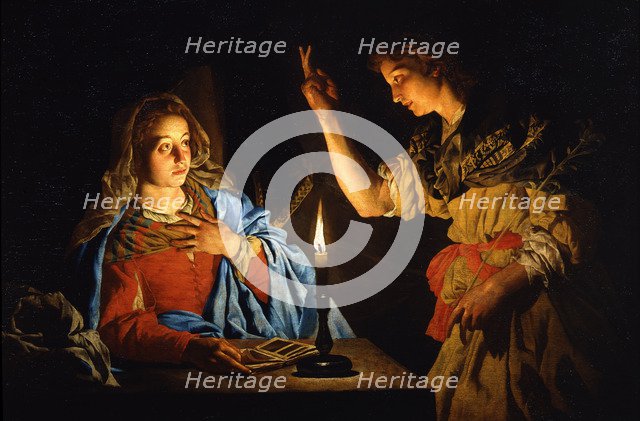 The Annunciation, Early 17th cen.. Artist: Stomer, Matthias (ca.1600-after 1650)