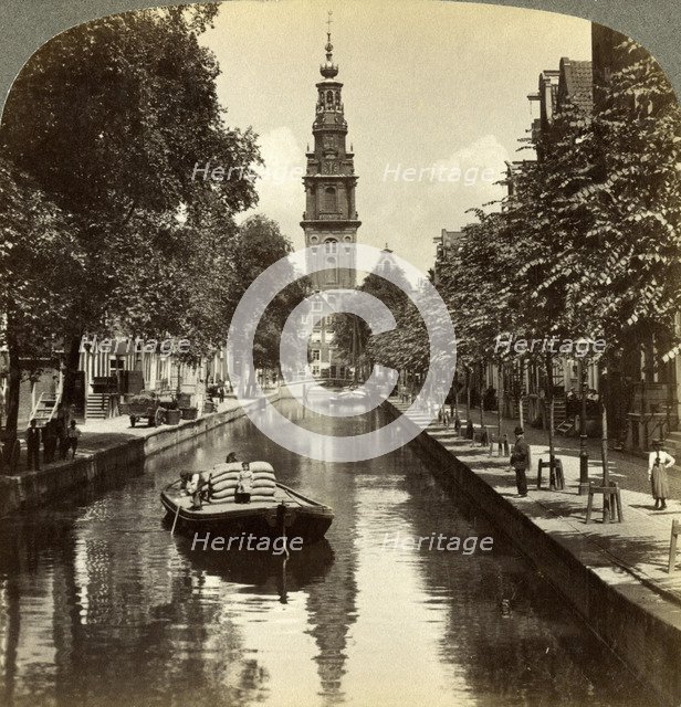 Canal, Amsterdam, Netherlands.Artist: Underwood & Underwood