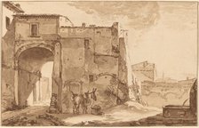 Gateway with Traveler and Mule, 1781, published 1782. Creator: Cornelis Brouwer.