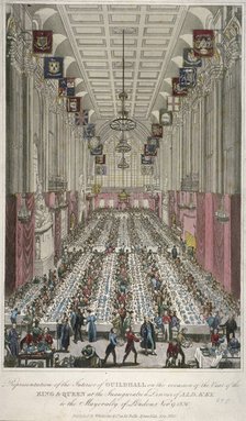 Dinner in the Guildhall, City of London, 1830. Artist: Anon
