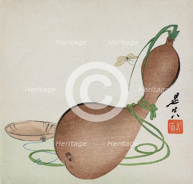 Gourd, butterfly and basket, (c1850s). Creator: Shibata Zeshin.