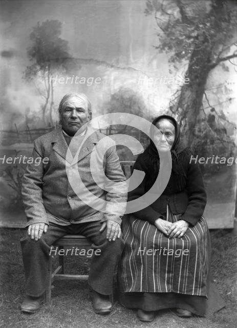 Homeowner and church steward Näs Jonas Jonsson (1825-1908) with his wife..., 1900-1908. Creator: Per Persson.
