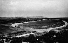 Aerial view of the Autódromo Nacional de Terramar in Sitges (Barcelona), in a postcard from the 1…