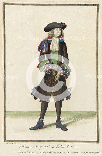 Recueil des modes de la cour de France, 'Homme de Qualité en Habit d'Esté', 1678. Creator: Jean de Dieu.