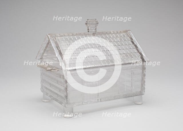 Log Cabin pattern covered dish, c. 1875. Creator: Central Glass Company.