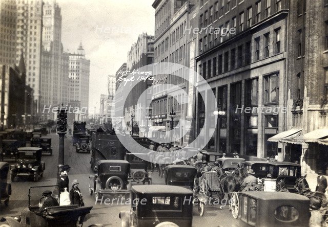 Cavalry on Michigan Avenue in Chicago, Illinois, USA, 1923. Artist: Unknown