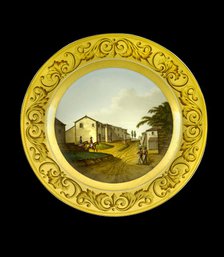 Dessert plate depicting the British headquarters at Vimeiro, Portugal, 1808 (1810s). Artist: AJ Photographics.