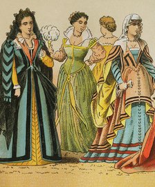 History of Italy: Madam's dresses, 1500-1600, (1881).  Creator: Unknown.