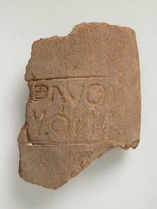 Pottery Fragment with Inscription, Coptic, 4th-7th century. Creator: Unknown.